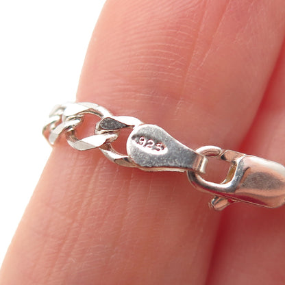 925 Sterling Silver Vintage Italy Figaro Link Bracelet 7"