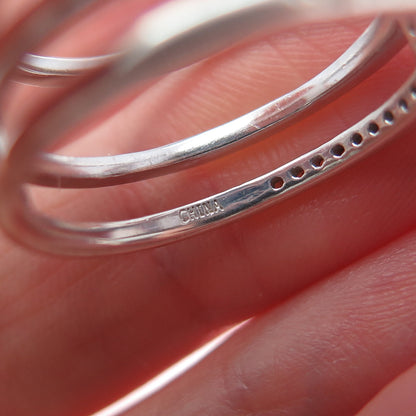 925 Sterling Silver Round-Cut C Z 3-Row Ring Size 8.25