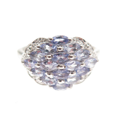 Chuck Clemency 925 Sterling Silver Real Marquise-Cut Tanzanite Ring Size 7
