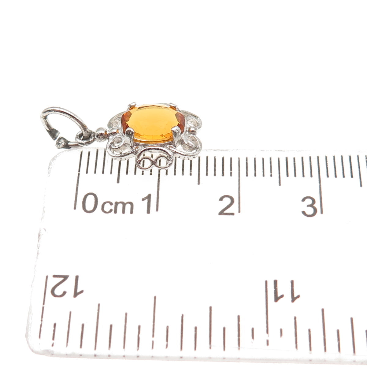 925 Sterling Silver Vintage Rhinestone Ornate Mini Charm Pendant