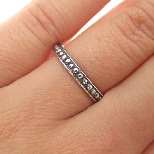 SHUBE 925 Sterling Silver Vintage Beaded Oxidized Band Ring Size 7