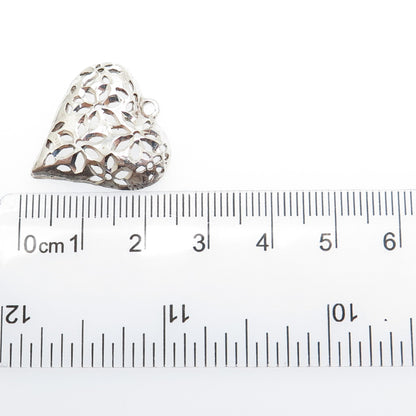 CHAPAL ZENRAY 925 Sterling Silver Vintage Flower Heart Charm Pendant