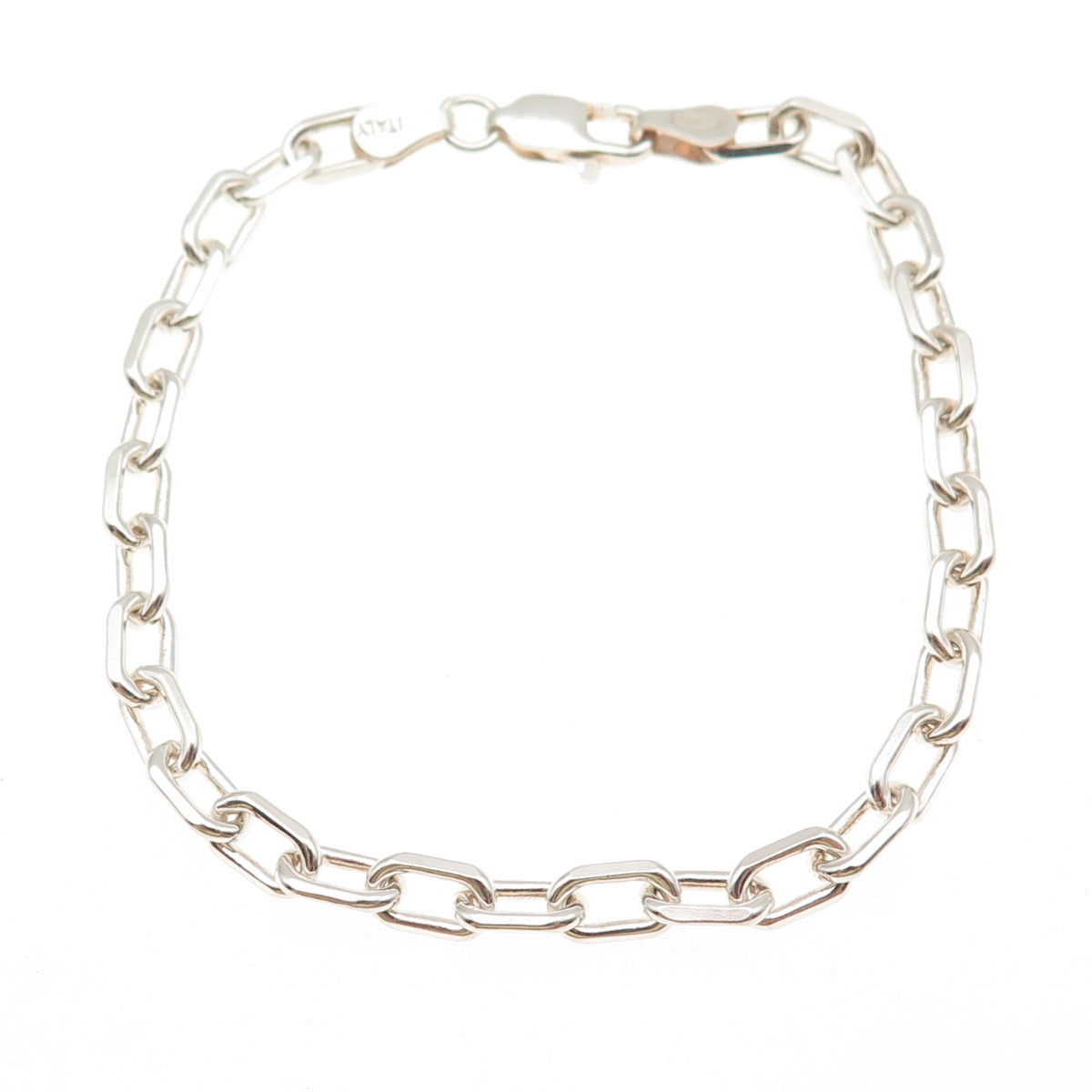 925 Sterling Silver Vintage Italy Paperclip Oval Link Bracelet 6.75"