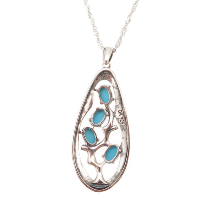 925 Sterling Real Sleeping Beauty Turquoise Singapore Chain Necklace 18-20"