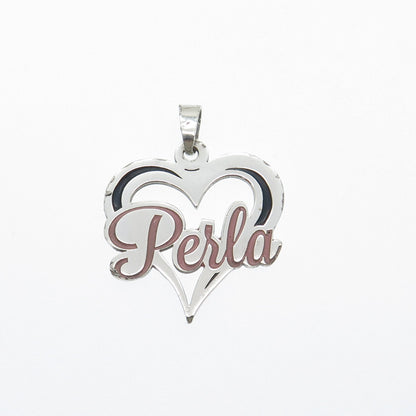 925 Sterling Silver Enamel Perla Heart Charm Pendant