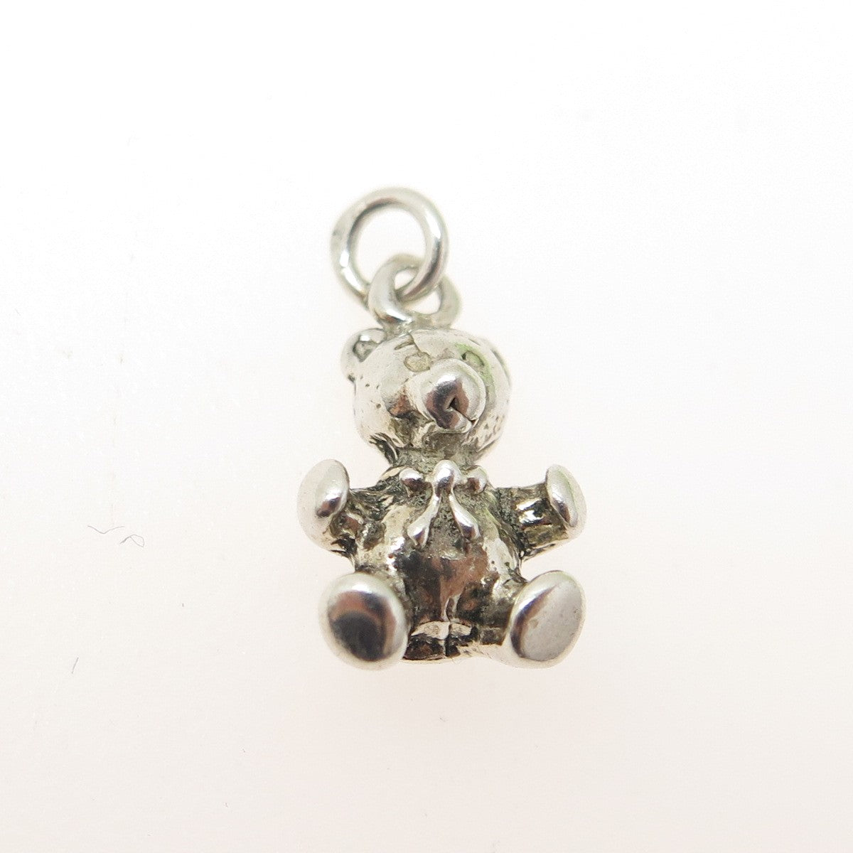 925 Sterling Silver Vintage Teddy Bear Minimalist 3D Charm Pendant