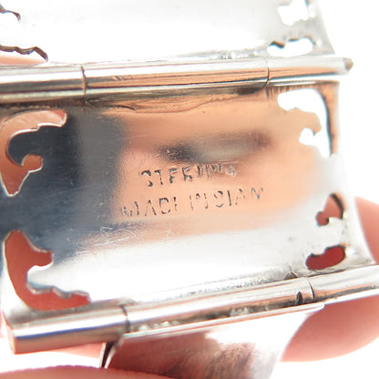 925 Sterling Silver Antique Siam Niello Hindu Goddess Panel Link Bracelet 6.75"