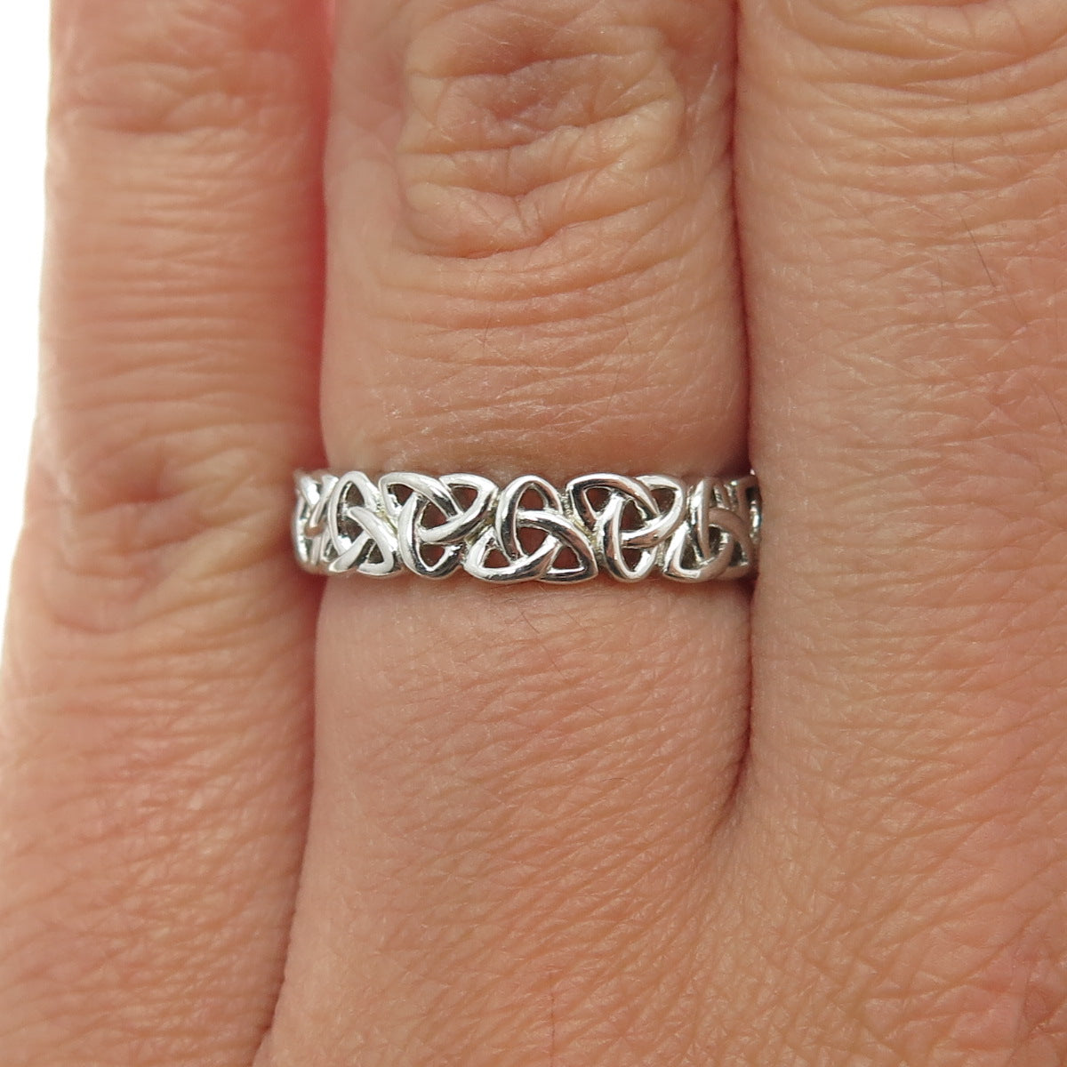 925 Sterling Silver Celtic Trinity Knot Link Band Ring Size 6.25