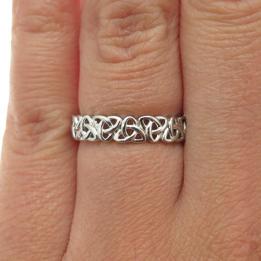 925 Sterling Silver Celtic Trinity Knot Link Band Ring Size 6.25