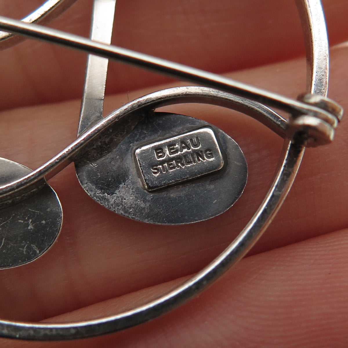 BEAU 925 Sterling Silver Vintage Music Notes Oxidized Pin Brooch