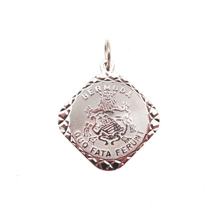CREA 925 Sterling Silver Vintage Bermuda Coat of Arms Charm Pendant