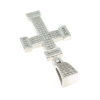 925 Sterling Silver Round-Cut C Z Sparkling Cross Pendant