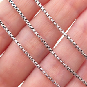 925 Sterling Silver Vintage Italy Round Box Chain Necklace 18"