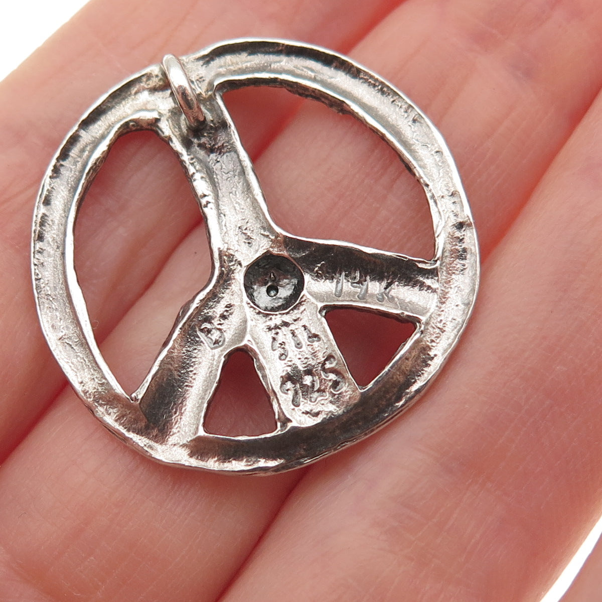 925 Sterling Silver 14K Gold Vintage Forever Peace Symbol Slide Charm Pendant