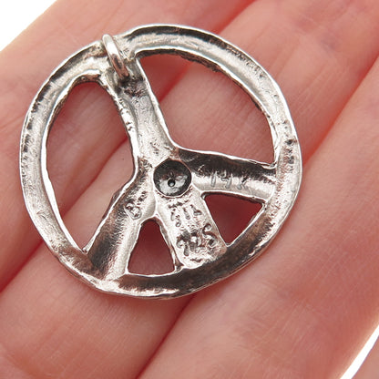 925 Sterling Silver 14K Gold Vintage Forever Peace Symbol Slide Charm Pendant