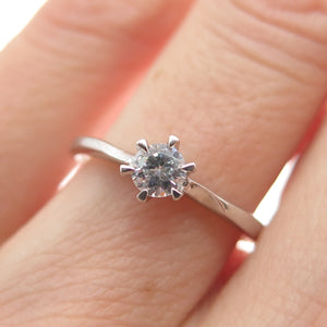925 Sterling Silver Vintage Round-Cut Shaped C Z Engagement Ring Size 6.25