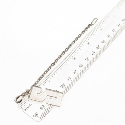 925 Sterling Silver Vintage Letter S Initial Fob Key Chain