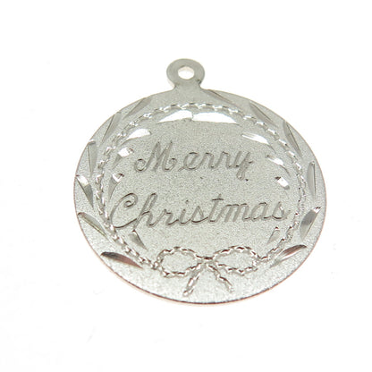 925 Sterling Silver Vintage "Merry Christmas" Engraved Pendant