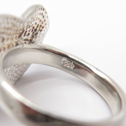 925 Sterling Silver Vintage Heart Moderinst Ring Size 8