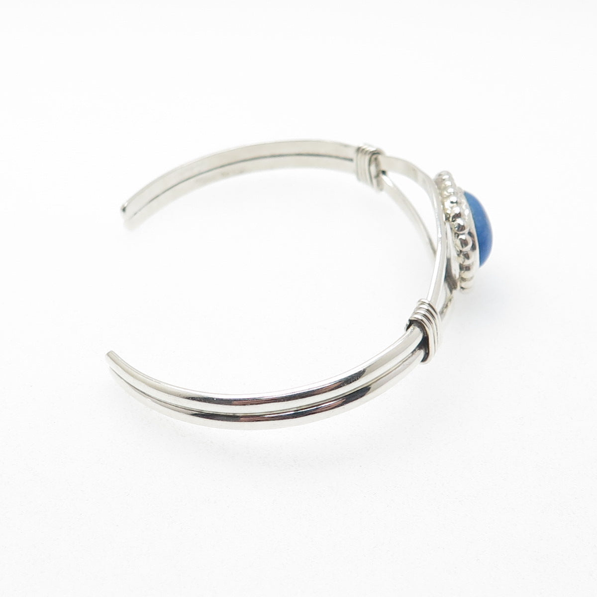 Old Pawn 925 Sterling Silver Vintage Denim Lapis Adjustable Cuff Bracelet 6.25"