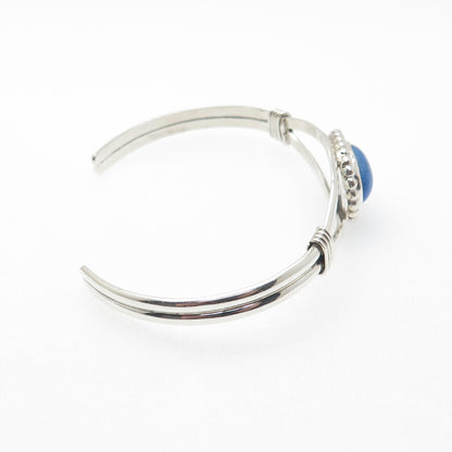 Old Pawn 925 Sterling Silver Vintage Denim Lapis Adjustable Cuff Bracelet 6.25"