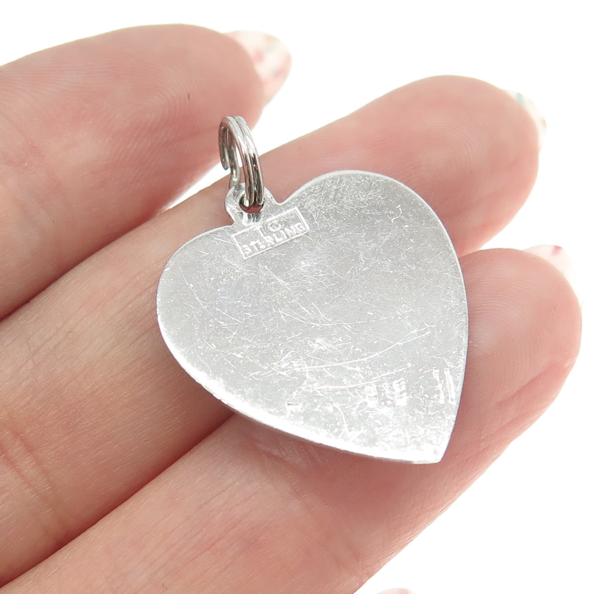 TOWN & COUNTRY 925 Sterling Silver Vintage Cupid Heart Charm Pendant