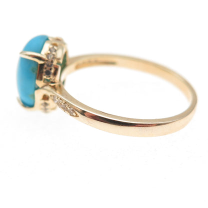 Tehya Oyama 925 Sterling Silver Gold Plated Real Turquoise & Topaz Ring Size 8