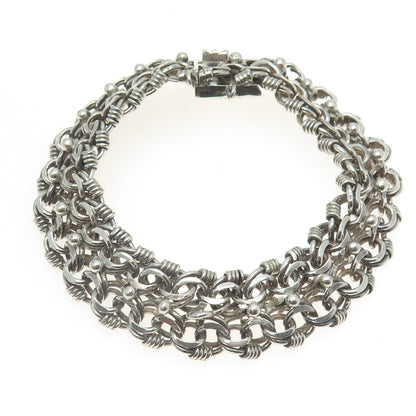 925 Sterling Silver Vintage Voodo Link Bracelet 7.25"