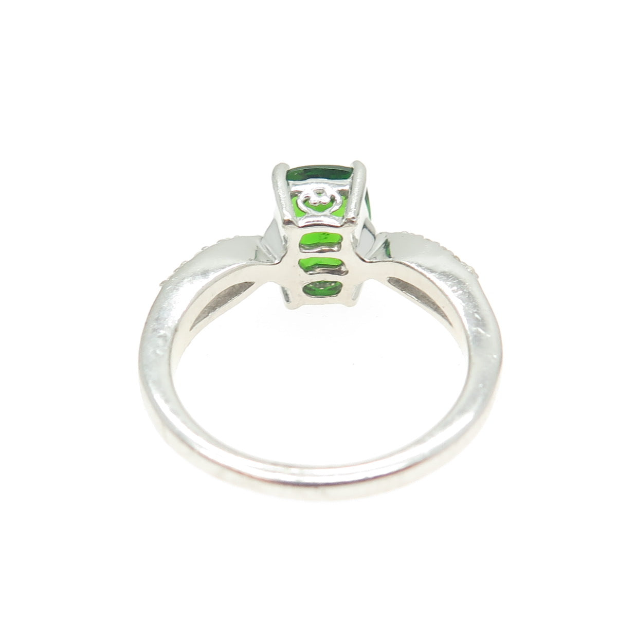 CHUCK CLEMENCY 925 Sterling Silver Real White Topaz & Peridot Gem Ring Size 5