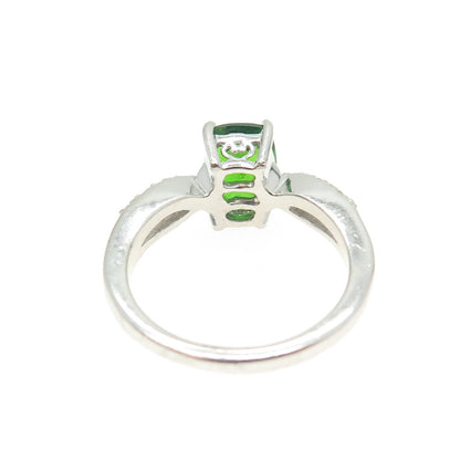 CHUCK CLEMENCY 925 Sterling Silver Real White Topaz & Peridot Gem Ring Size 5