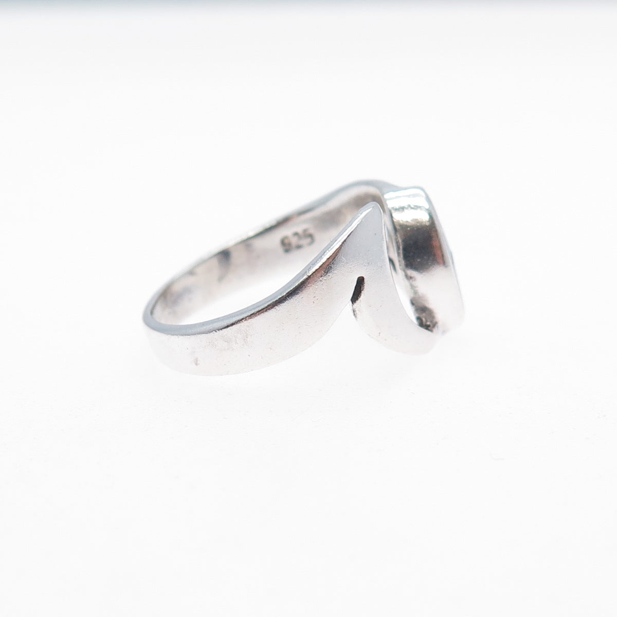 925 Sterling Silver Vintage Real Turquoise Modernist Ring Size 6