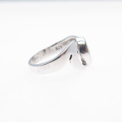 925 Sterling Silver Vintage Real Turquoise Modernist Ring Size 6