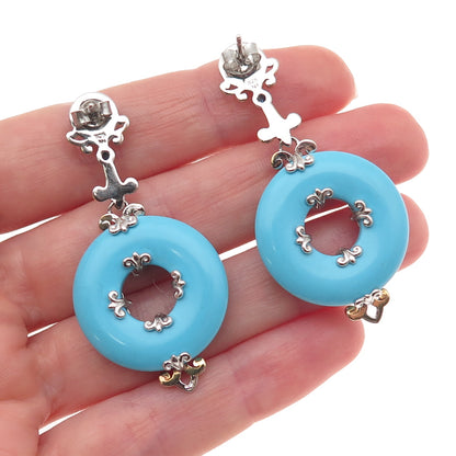 Michael Valitutti Gems En Vogue 925 Sterling Turquoise Topaz & Sapphire Earrings
