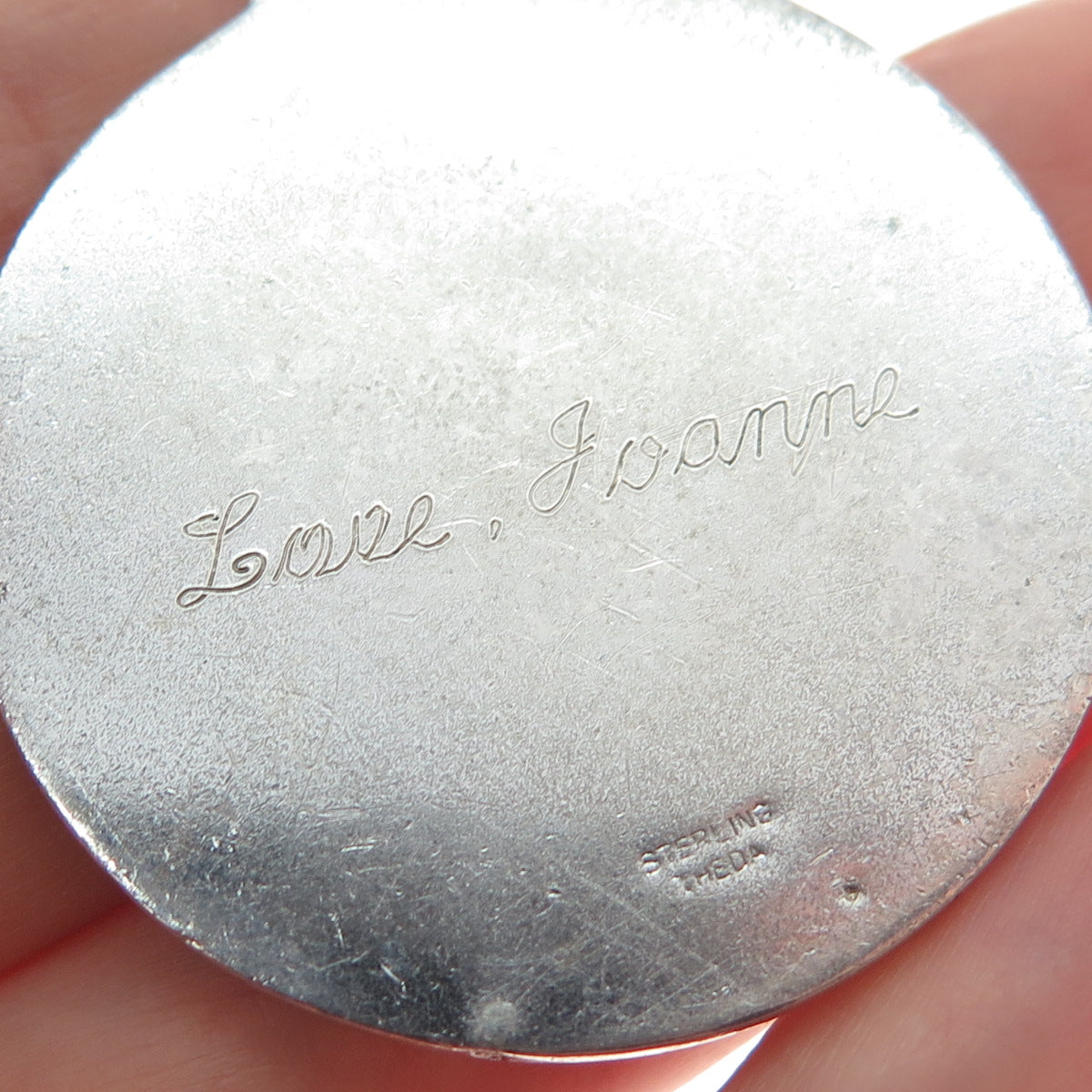 THEDA 925 Sterling Silver Vintage Engraved Jesus Religious Medal Pendant