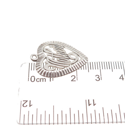 925 Sterling Silver Vintage Mother Heart Mini Charm Pendant