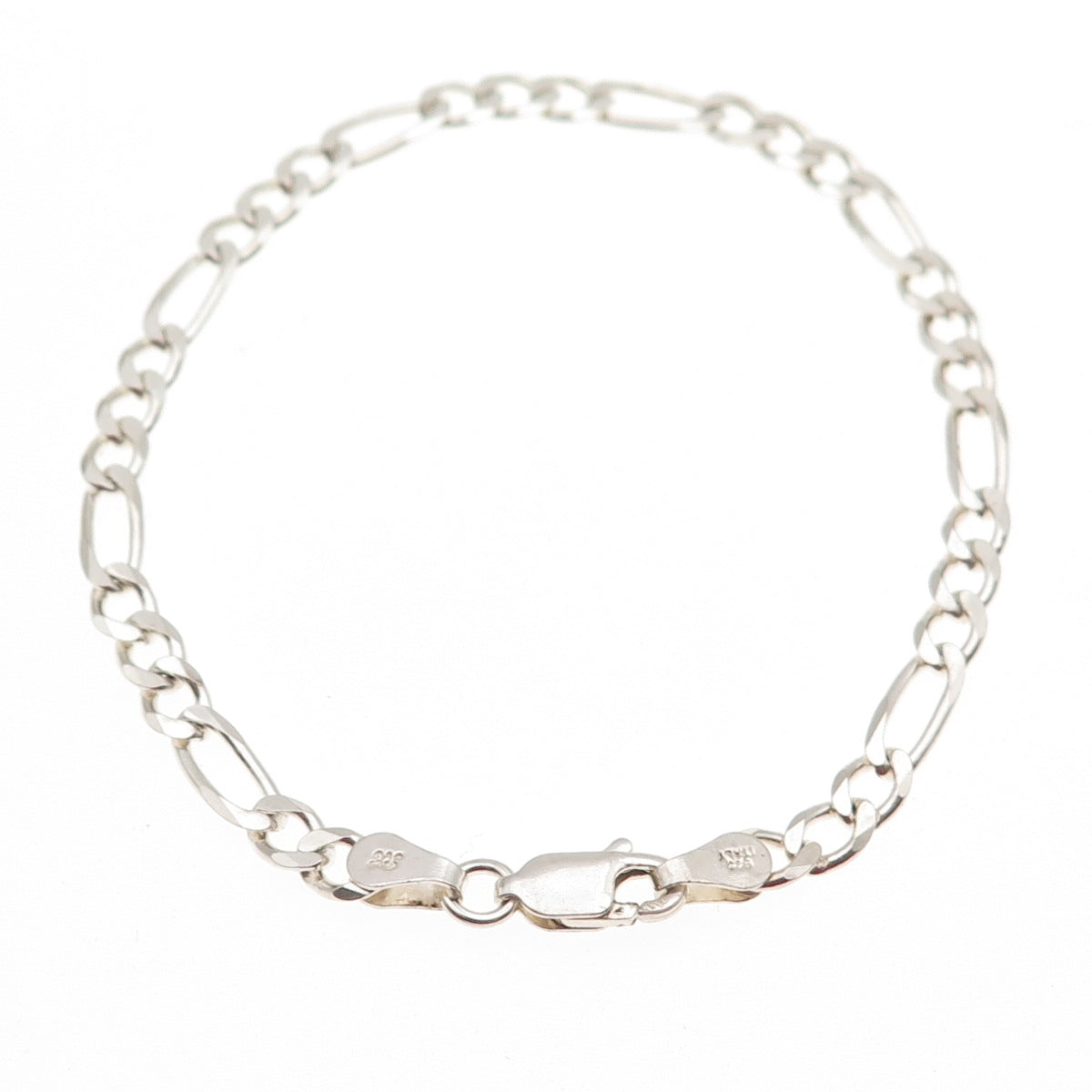 925 Sterling Silver Vintage Italy Figaro Link Bracelet 7"