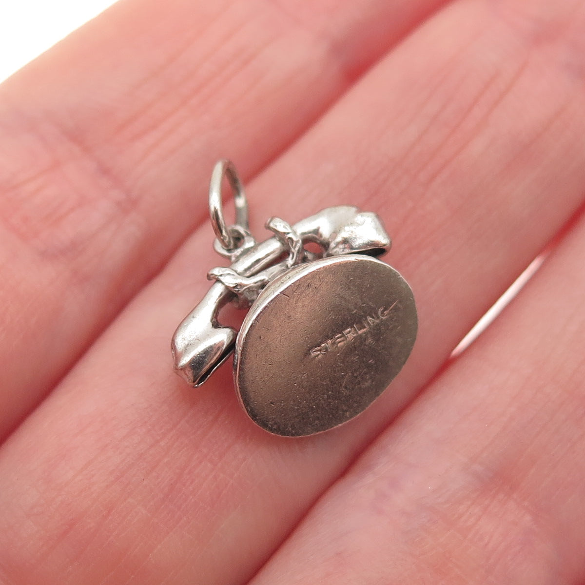 925 Sterling Silver Vintage I Love You Rotary Phone 3D Mini Charm Pendant