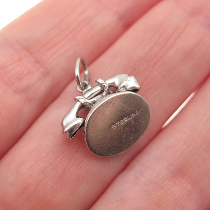 925 Sterling Silver Vintage I Love You Rotary Phone 3D Mini Charm Pendant