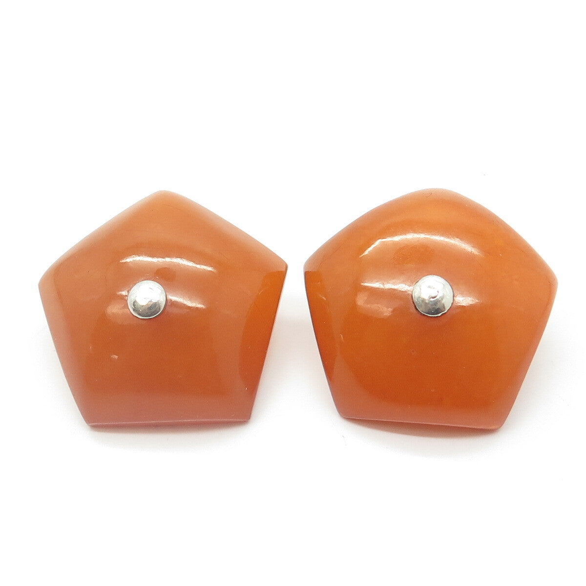 875 Silver Vintage Real Amber Moscow 1980 Olympic Games Cufflinks