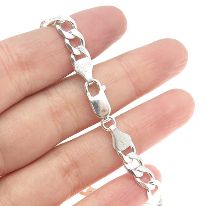 HAN 925 Sterling Silver Italy Figaro Link Bracelet 8"