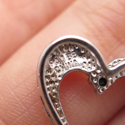 925 Sterling Silver Real Round-Cut Sapphire Heart Minimalist Slide Pendant