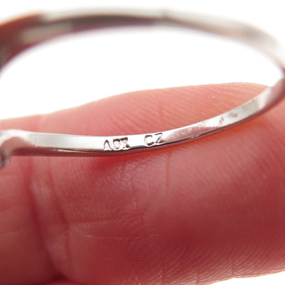 925 Sterling Silver Round-Cut C Z Bypass Engagement Ring Size 7.25