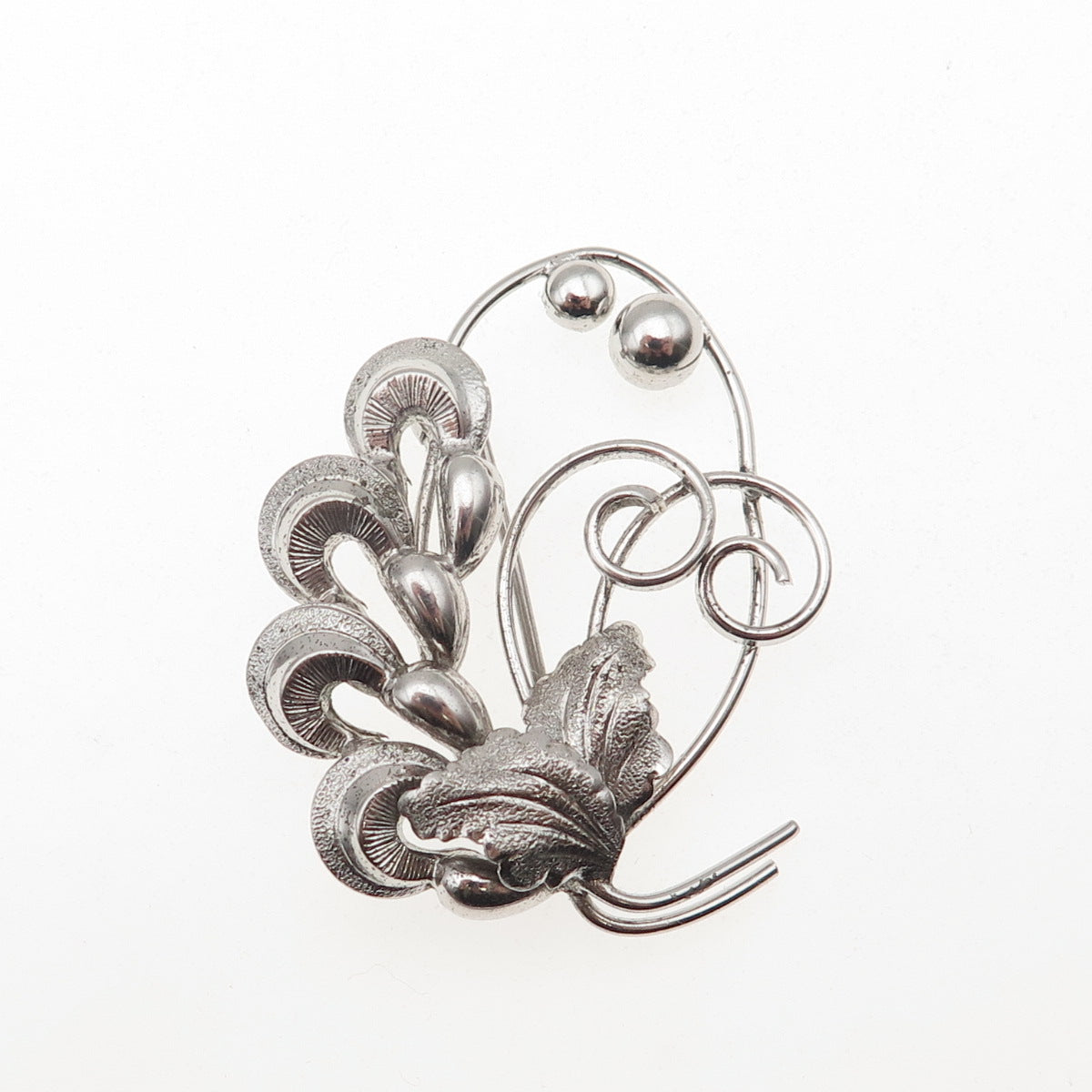BOND BOYD 925 Sterling Silver Vintage Floral Oxidized Pin Brooch