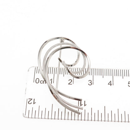 Van Dell 925 Sterling Silver Vintage Wave Pin Brooch