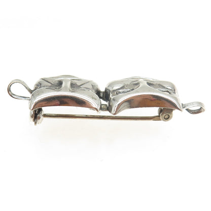 JEWELART 925 Sterling Silver Antique Sock & Buskin Tragedy Comedy Masks Brooch