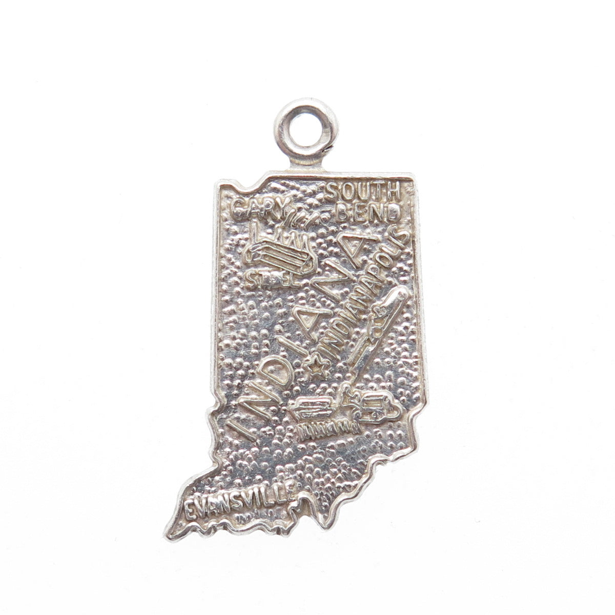 FRENCH & FRANKLIN 925 Sterling Silver Vintage Indiana State Minimalist Pendant