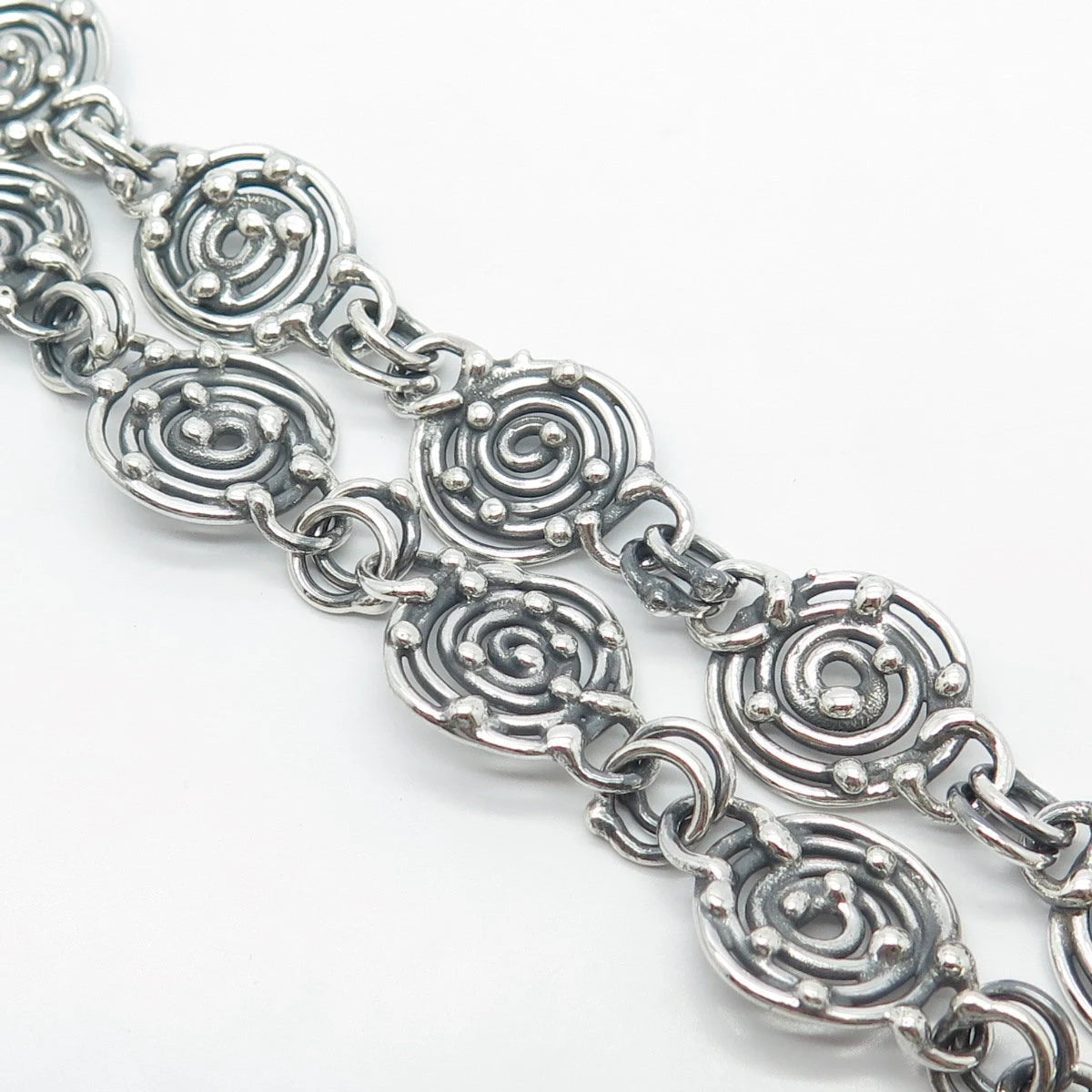 925 Sterling Silver Vintage Modernist Spiral Chan Necklace 16"