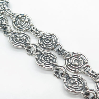 925 Sterling Silver Vintage Modernist Spiral Chan Necklace 16"