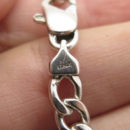 925 Sterling Silver Italy Figaro Link Bracelet 7.75"