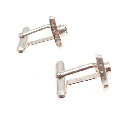 Romany Starrs 925 Sterling Silver Vintage Real Peridot Modernist Cufflinks